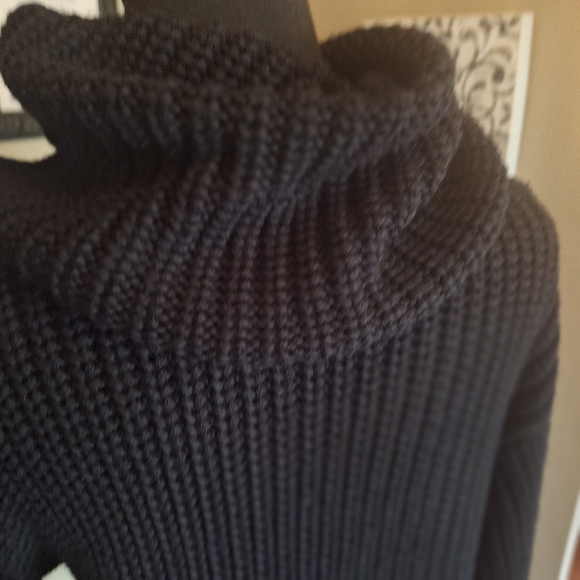 Polo by Ralph Lauren Black Cowl Turtle Neck Sweater Very Chunky Knit S, Small - Picture 3 of 16